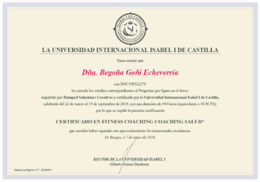 Certificado Coaching Xuria Estetica